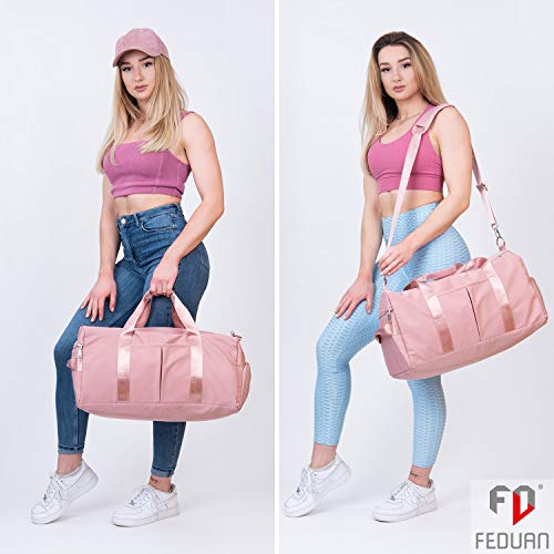 FEDUAN, la Bolsa de Viaje Original, Deportiva, Gimnasia, a Prueba de Agua, con Comp. Zapatos, Comp. húmedo, Bolso de la Compra, Fin de Semana, Vacaciones, Rosa