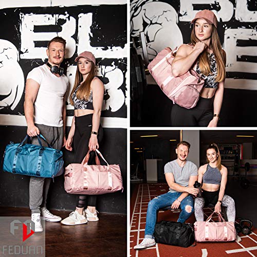 FEDUAN, la Bolsa de Viaje Original, Deportiva, Gimnasia, a Prueba de Agua, con Comp. Zapatos, Comp. húmedo, Bolso de la Compra, Fin de Semana, Vacaciones, Rosa