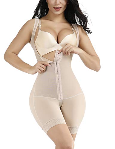 FeelinGirl Mujer Faja Reductora Chaleco sin Costura Corsé Bustier Ajustable Tirantes Faja Aabdominal Beige 3XL/Talla 46-48