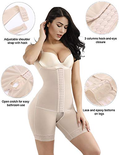 FeelinGirl Mujer Faja Reductora Chaleco sin Costura Corsé Bustier Ajustable Tirantes Faja Aabdominal Beige L/Talla 40-42