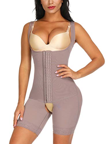 FeelinGirl Mujer Faja Reductora Chaleco sin Costura Corsé Bustier Ajustable Tirantes Faja Aabdominal Marrón S/Talla 34-36