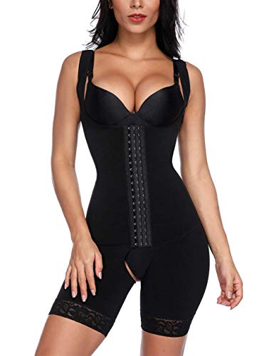 FeelinGirl Mujer Faja Reductora Chaleco sin Costura Corsé Bustier Ajustable Tirantes Faja Aabdominal Negro S/Talla 34-36