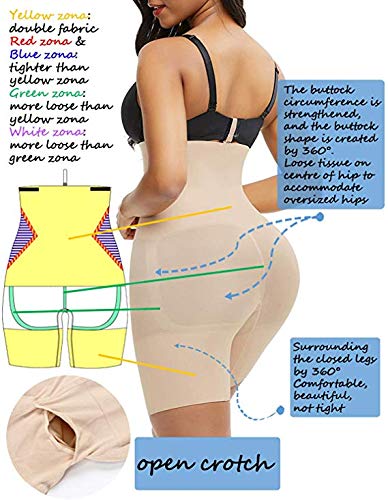 FeelinGirl Mujeres Faja Pantalón Braga Reductora Lumbar sin Costura Corsé Adelgazar Barriga Gluteos Abdominal con Hebilla Beige XL: Talla 50-52