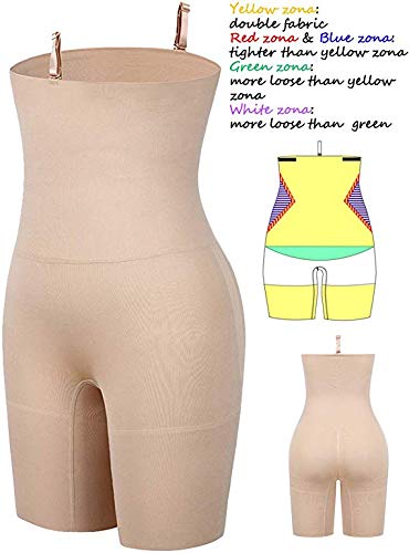 FeelinGirl Mujeres Faja Pantalón Braga Reductora Lumbar sin Costura Corsé Adelgazar Barriga Gluteos Abdominal con Hebilla Beige XL: Talla 50-52