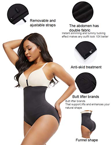 FeelinGirl Mujeres Faja Pantalón Braga Reductora Lumbar sin Costura Corsé Adelgazar Barriga Gluteos Abdominal con Hebilla Negro L: Talla 46-48 FeelinGirl Mujeres Faja Pantalón Braga Reductora Lumbar sin Costura Corsé Adelgazar Barriga Gluteos Abdominal con Hebilla Negro L: Talla 46-48