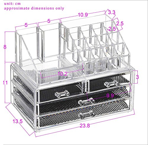 Feibrand Organizador Maquillaje Caja Cosméticos Transparente Acrílico 20 Compartimentos Feibrand Organizador Maquillaje Caja Cosméticos Transparente Acrílico 20 Compartimentos