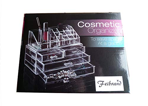 Feibrand Organizador Maquillaje Caja Cosméticos Transparente Acrílico 20 Compartimentos Feibrand Organizador Maquillaje Caja Cosméticos Transparente Acrílico 20 Compartimentos