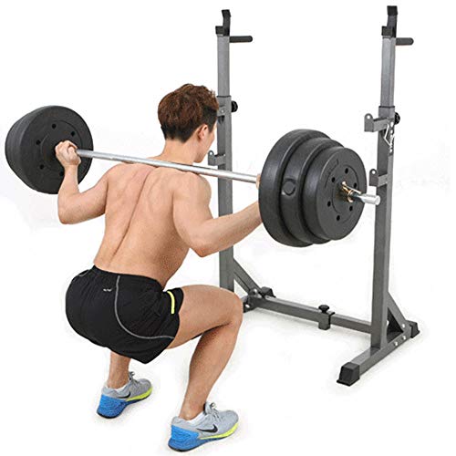 FEILA Ajustable Squat Squat Rack de Acero Soportes Barra Libre-Press de banca con Mancuernas Gimnasio en casa portátil Bastidores Stands Utilizado for el Entrenamiento de Fuerza, Pesas, Fitness