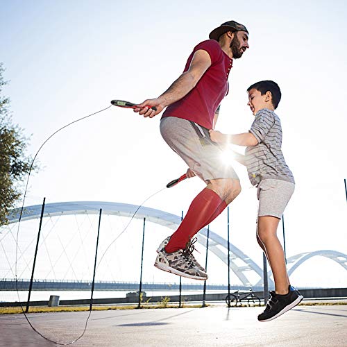 feixia Saltar la Cuerda con Contador Digital Saltar la Cuerda para Contar la Velocidad del Ejercicio calorías Peso Tiempo de Ejercicio para Deportes en Interiores y Exteriores