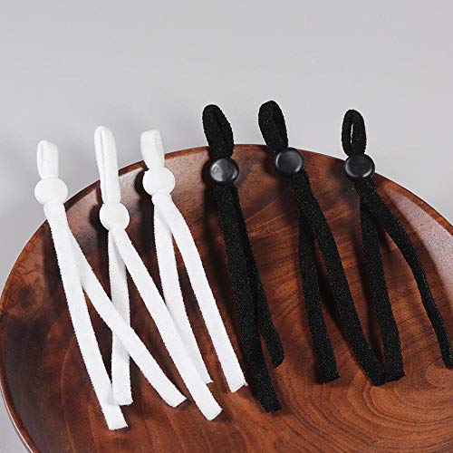 Feliciay 200 bandas elásticas de silicona para cordón plano con hebilla ajustable, orejeras, cuerda bricolaje, tapón antideslizante (negro, blanco) Feliciay 200 bandas elásticas de silicona para cordón plano con hebilla ajustable, orejeras, cuerda bricolaje, tapón antideslizante (negro, blanco)