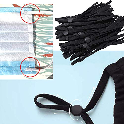 Feliciay 200 bandas elásticas de silicona para cordón plano con hebilla ajustable, orejeras, cuerda bricolaje, tapón antideslizante (negro, blanco) Feliciay 200 bandas elásticas de silicona para cordón plano con hebilla ajustable, orejeras, cuerda bricolaje, tapón antideslizante (negro, blanco)