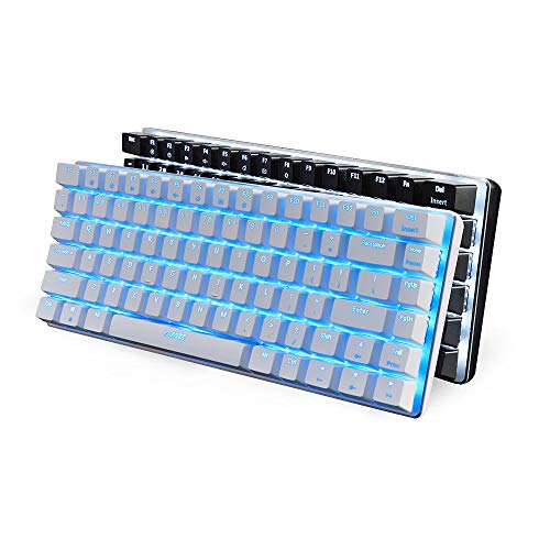 FELiCON Ajazz AK33 Teclado para Juegos con Cable mecánico, LED Azul retroiluminado 82 Teclas E-Sport Gamer Teclado para mecanógrafos de Oficina Que juegan Juegos (Interruptor Negro, Blanco)