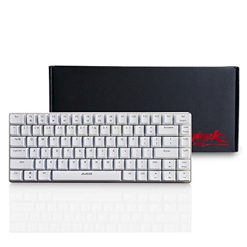 FELiCON Ajazz AK33 Teclado para Juegos con Cable mecánico, LED Azul retroiluminado 82 Teclas E-Sport Gamer Teclado para mecanógrafos de Oficina Que juegan Juegos (Interruptor Negro, Blanco)