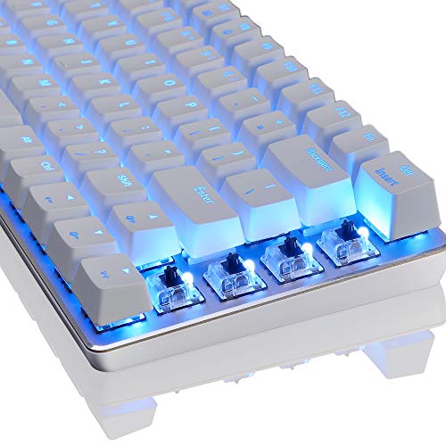 FELiCON Ajazz AK33 Teclado para Juegos con Cable mecánico, LED Azul retroiluminado 82 Teclas E-Sport Gamer Teclado para mecanógrafos de Oficina Que juegan Juegos (Interruptor Negro, Blanco)