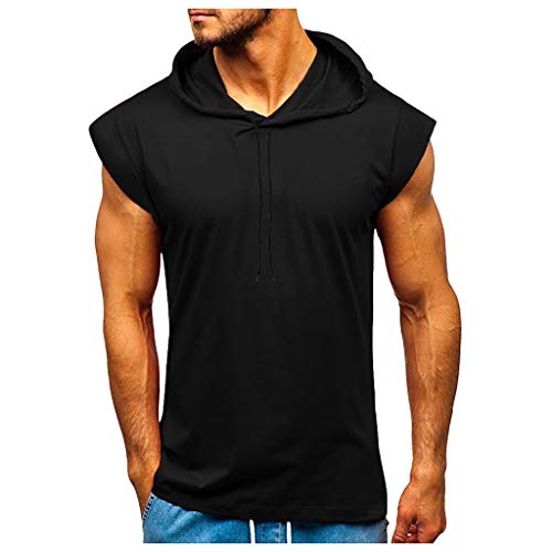 FELZ Moda Camisas Sin Mangas para Hombres Camisetas Tirantes Hombre Gym Baratas Camisetas Deporte Hombre Fitness Color Sólido Tops De Secado Apretado para Culturismo con Capucha