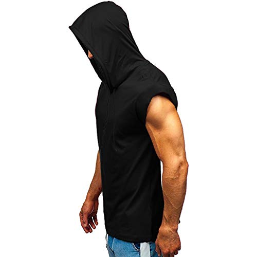 FELZ Moda Camisas Sin Mangas para Hombres Camisetas Tirantes Hombre Gym Baratas Camisetas Deporte Hombre Fitness Color Sólido Tops De Secado Apretado para Culturismo con Capucha