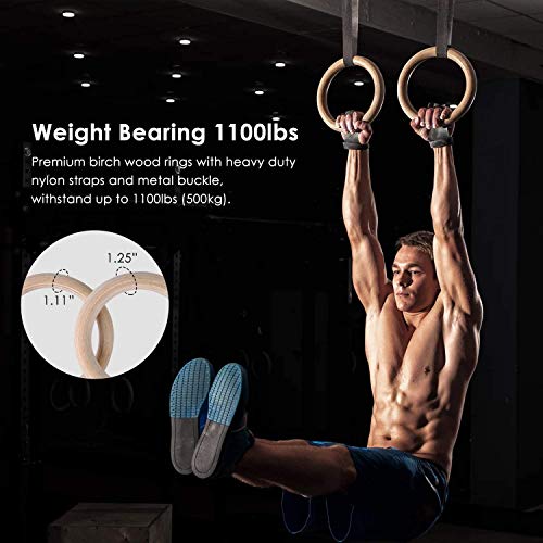 Femor Anillas de Gimnasia, Anillos de Gimnasia de Madera con Correas Hebillas Ajustable, Anillas Entrenamiento Antideslizante, Dia 28/32mm,Carga 300/500kg, para Entrenamiento y Fitness en Casa Femor Anillas de Gimnasia, Anillos de Gimnasia de Madera con Correas Hebillas Ajustable, Anillas Entrenamiento Antideslizante, Dia 28/32mm,Carga 300/500kg, para Entrenamiento y Fitness en Casa