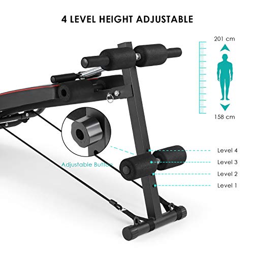 Femor Bancos de Pesas, Banco Multifuncional, Banco de Adominales Profesional con Respaldo Ajustable/Fijación de Piernas, Gimnasio en Casa, 120 kg / 150 kg / 200 kg