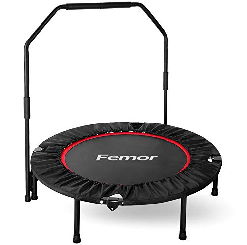 Femor Trampolín Fitness Plegable, Ø101.6 cm, con Mango Ajustable en Altura de 3 Vías, incluida la Cubierta del Borde, con Cuerdas de Goma Peso Máximo 150 kg