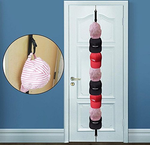 Fengh Útil soporte para gorras de béisbol, para almacenamiento de bolsos, organizador para puerta o armario, color negro Fengh Útil soporte para gorras de béisbol, para almacenamiento de bolsos, organizador para puerta o armario, color negro
