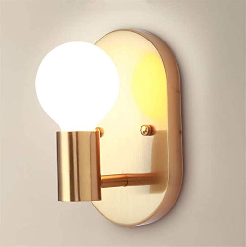 FengLing Simple Moderno Moderno Interior Pared E27 Creative Outlet Fashion Oval Gold Metal Iron Fresh Hierro Lámpara de Pared pequeña para la Sala de Estar Dormitorio Restaurant Hallu