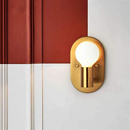 FengLing Simple Moderno Moderno Interior Pared E27 Creative Outlet Fashion Oval Gold Metal Iron Fresh Hierro Lámpara de Pared pequeña para la Sala de Estar Dormitorio Restaurant Hallu