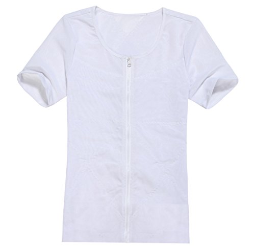 FEOYA - Hombre Camiseta con Faja de Cinturón para Adelgazar Reductora de Peso Moldeadora para la Cintura con Cremallera Shaper Shapewear- Blanco - M FEOYA - Hombre Camiseta con Faja de Cinturón para Adelgazar Reductora de Peso Moldeadora para la Cintura con Cremallera Shaper Shapewear- Blanco - M