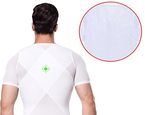 FEOYA - Ropa Deportivo para Hombre Adelgazante Camiseta Reductora con Cremallera para Fitnes Faja Reductora de Espalda - Blanco - XXL