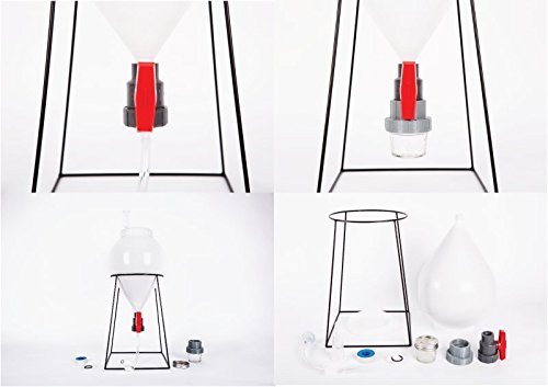 Fermentador cónico de plástico de 11 litros/3 galones, pequeño fermento rápido con soporte + tarro de cristal colección Fermentador cónico de plástico de 11 litros/3 galones, pequeño fermento rápido con soporte + tarro de cristal colección