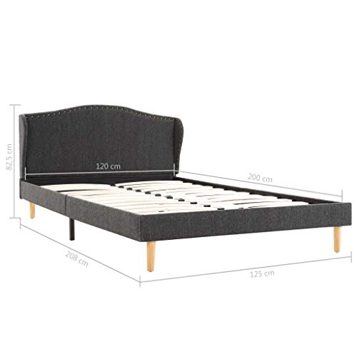 Festnight Estructura de Cama de Tela Gris Topo 208 x 125 x 82,5 cm / 200 x 120 cm, Estructura de Cama, Somier Basic Cama, Marco de Madera, Muebles Bonitos Cama de Matrimonio Moderna Somier