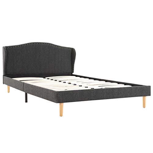 Festnight Estructura de Cama de Tela Gris Topo 208 x 125 x 82,5 cm / 200 x 120 cm, Estructura de Cama, Somier Basic Cama, Marco de Madera, Muebles Bonitos Cama de Matrimonio Moderna Somier