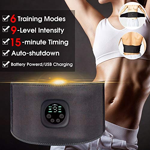 Festnight Inteligente Unisex USB Recargable Fitness Trainer Cinturón Pantalla LED Estimulador Muscular eléctrico Pegatina Muscular Abdominal Dispositivo de Entrenamiento Muscular casero