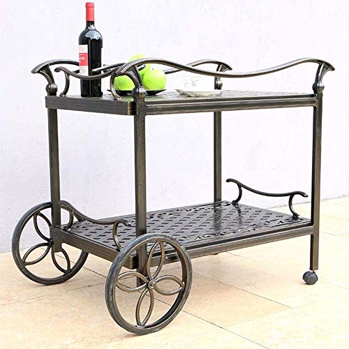 FGH QPLKKMOI Rodadura de Hogares de la Compra, de 2 Niveles Metal Rodadura Carro utilitario, Restaurante Bebidas de té Café de la Compra