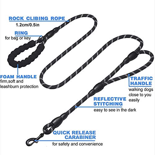 FhodigogoZD Correa para Perro (Negro) 1,8 m Correa de Perro Fuerte con Mango Acolchado cómodo y roscas Altamente Reflectantes parapara Perros Grandes o Medianos Adecuado (A) FhodigogoZD Correa para Perro (Negro) 1,8 m Correa de Perro Fuerte con Mango Acolchado cómodo y roscas Altamente Reflectantes parapara Perros Grandes o Medianos Adecuado (A)