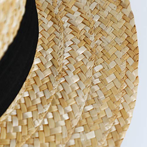 fiebig Sierra Circular Sombrero de Paja Natural | Damas y Caballeros | Sombrero para el Sol Hecho 100% de Paja Sombrero de gondolero para la Primavera y el Verano (61)