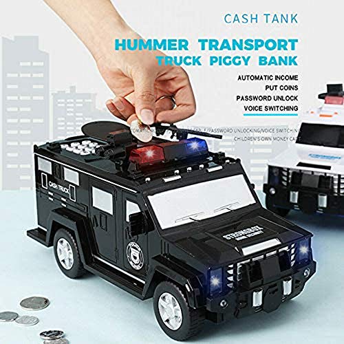 Fikujap Muchachas electrónicas, Música Piggy Bank Toy Car ATM Cash Moneda Caja de Dinero para niños Multifunción Canto/Bloqueo de Huellas Dactilares para niños Niños Adultos Chicos Asi