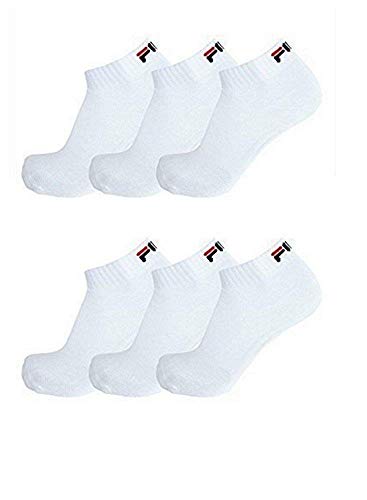 Fila® - 6 pares de calcetines bajos deportivos Quarter Sneakers unisex, tallas 35-46, de color liso Blanco 39-42 Fila® - 6 pares de calcetines bajos deportivos Quarter Sneakers unisex, tallas 35-46, de color liso Blanco 39-42