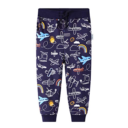 FILOWA Pantalones Deportivos Niños Chándal Joggers Negro Helicóptero Elástico Cintura Cordón Algodón Escuela Jogging Pantalones Otoño Invierno Infantil 2-7 años