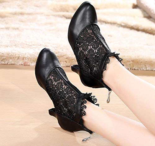 Find Nice Botines de baile latino para mujer, con cierre de cremallera y puntera cerrada, color Negro, talla 39 EU