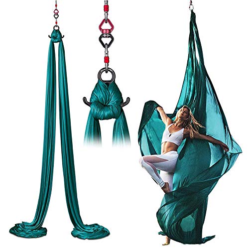 Findema Juego de Hamacas de Yoga Aéreo Baile Acrobático Tejido De Seda Swing para Volar en Casa con Mosquetón Cadena De Margaritas para Yoga Pilates Antigravedad