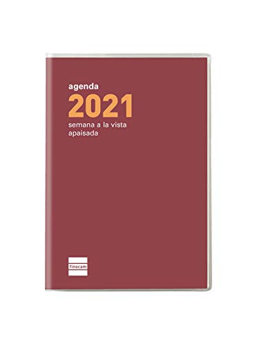 Finocam - Agenda 2021 Semana vista apaisada Plana Cóctel Burdeos Español