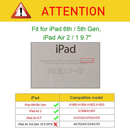 Fintie Funda Compatible con iPad 9.7 2018/2017, iPad Air 2, iPad Air - [Multiángulo] Carcasa de Cuero Sintético con Bolsillo Función de Soporte y Auto-Reposo/Activación, Mármol Rosa