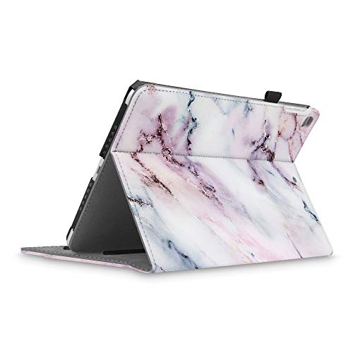 Fintie Funda Compatible con iPad 9.7 2018/2017, iPad Air 2, iPad Air - [Multiángulo] Carcasa de Cuero Sintético con Bolsillo Función de Soporte y Auto-Reposo/Activación, Mármol Rosa