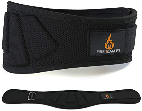 Fire Team Fit Cinturon Levantamiento Pesas, Cinturon Lumbar Gimnasio Hombre, Cinturon Pesas Levantamiento, Cinturon Peso, Cinturon de Peso (Black Large)