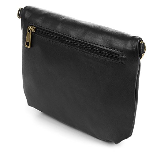 FIRENZE ARTEGIANI. Ancona Bolso Bandolera Mujer.Piel auténtica Savage .Made in Italy. Vera Pelle Italiana.23x4x19 cm. Color: Negro FIRENZE ARTEGIANI. Ancona Bolso Bandolera Mujer.Piel auténtica Savage .Made in Italy. Vera Pelle Italiana.23x4x19 cm. Color: Negro