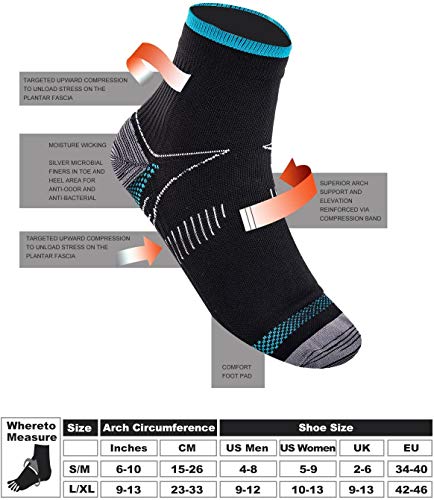 Firmrock Calcetines de compresión para mujeres y hombres Fascitis plantar con soporte para arco - Calcetines de pie de compresión de corte bajo, mejores para deportes atléticos (6 pares)