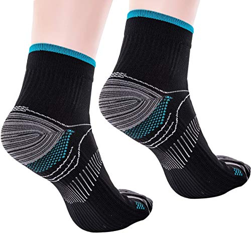 Firmrock Calcetines de compresión para mujeres y hombres Fascitis plantar con soporte para arco - Calcetines de pie de compresión de corte bajo, mejores para deportes atléticos (6 pares)