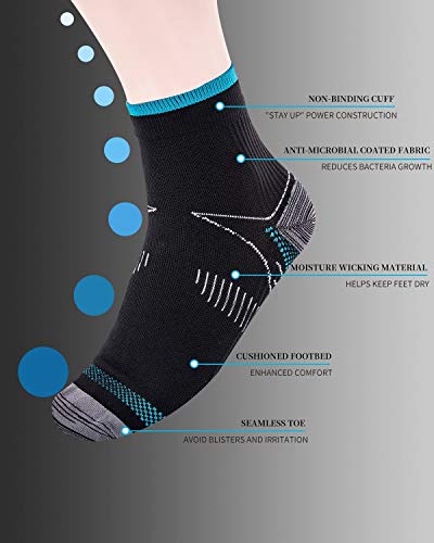 Firmrock Calcetines de compresión para mujeres y hombres Fascitis plantar con soporte para arco - Calcetines de pie de compresión de corte bajo, mejores para deportes atléticos (6 pares)