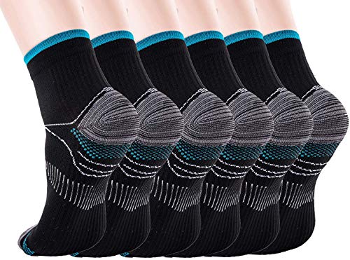 Firmrock Calcetines de compresión para mujeres y hombres Fascitis plantar con soporte para arco - Calcetines de pie de compresión de corte bajo, mejores para deportes atléticos (6 pares)