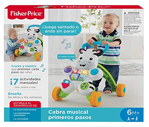 Fisher-Price - Cebra parlanchina primeros pasos - andador bebes - 6 meses - 3 años (Mattel DLD87)